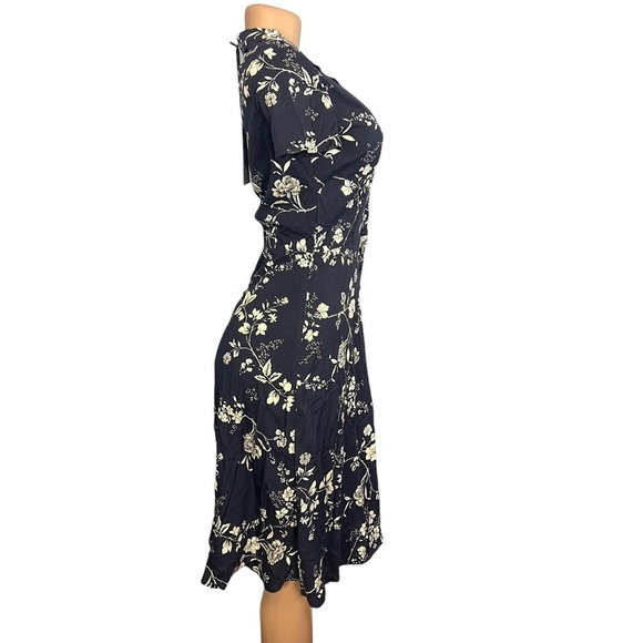 Leona Lee Navy Blue Floral Button Down Dress - Picture 4 of 10